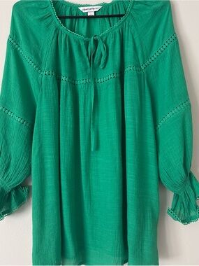 Counterparts Emerald Green Peasant Tunic with Ladder Trim